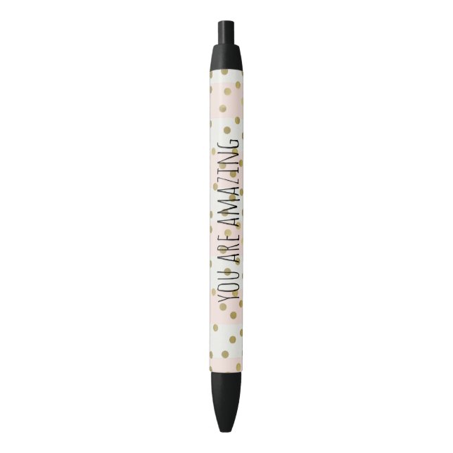 Peach White Gold Stripes Confetti Amazing Pen (Front Vertical)