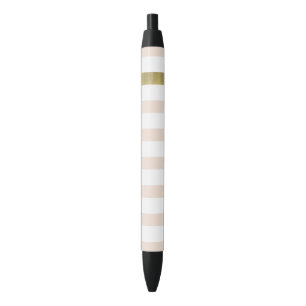 Peach White Gold Stripes Pen