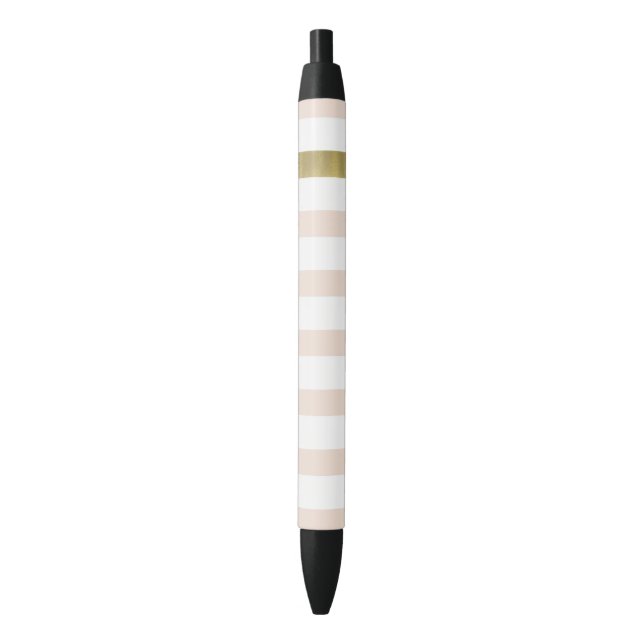 Peach White Gold Stripes Pen (Front Vertical)