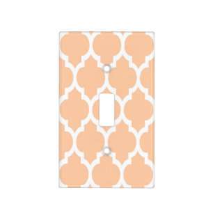 Peach White Moroccan Quatrefoil Pattern #4 Light Switch Cover