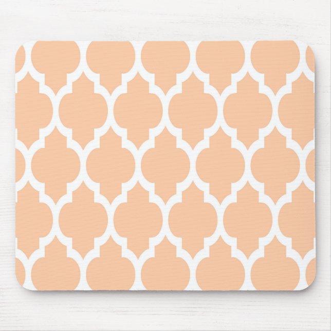 Peach White Moroccan Quatrefoil Pattern #4 Mouse Pad (Front)