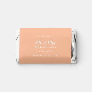 Peach & White Mr & Mrs Elegant Chic Wedding Trendy Hershey's Miniatures