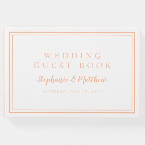 Peach White Simple Minimalist Wedding Modern Chic Guest Book