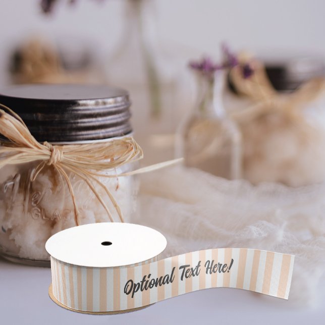 Peach / White Stripe with your Name or Occasion on Grosgrain Ribbon (Creator Uploaded)