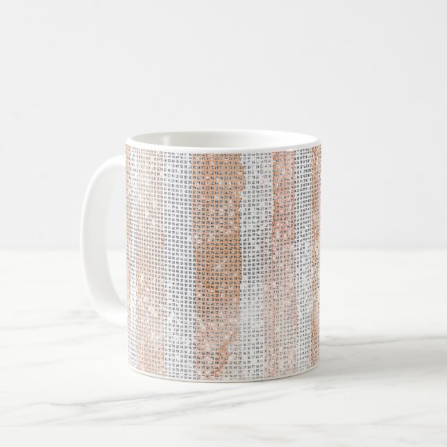 Peach White Stripes Sparkle Coffee Mug (Front Left)