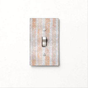 Peach White Stripes Sparkle Light Switch Cover