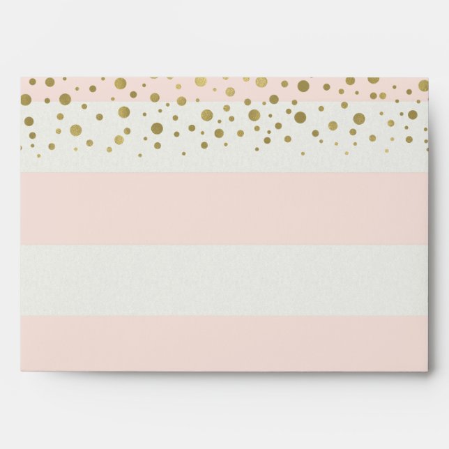 Peach White Stripes with Gold Confetti Envelope (Front)