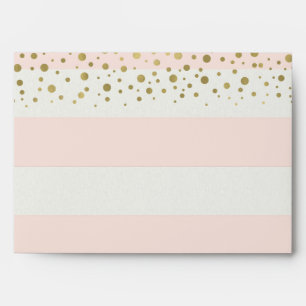 Peach White Stripes with Gold Confetti Envelope