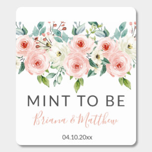 Peach White Watercolor Floral Mint Wedding