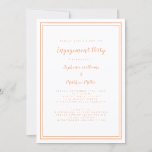 Peach White Wedding Modern Engagement Party Trendy Invitation