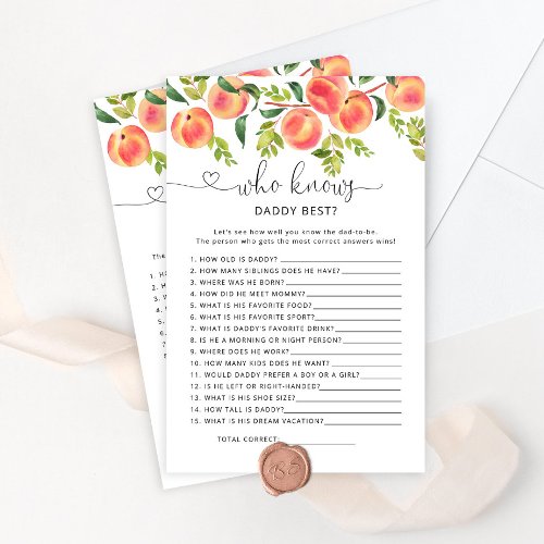 Peach Who knows daddy best baby shower game