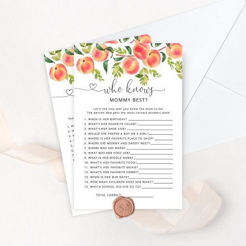 Peach Who knows mommy best baby shower game