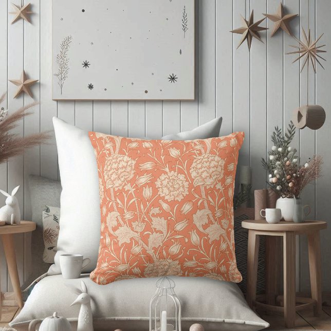 Peach Wild Tulips William Morris Throw Pillow (Creator Uploaded)