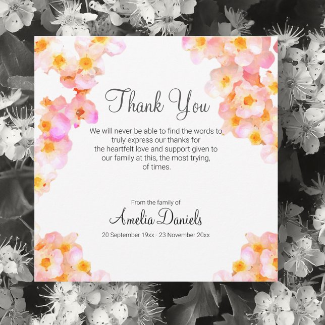 Peach Wildflower Funeral Thank You Card (Creator Uploaded)