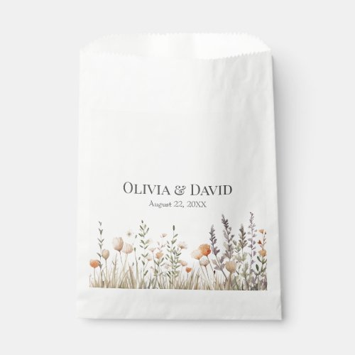 Peach Wildflower Meadow Wedding Favor Bag