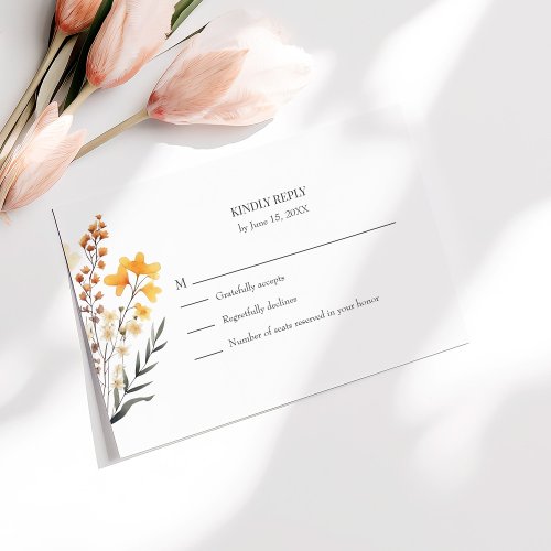 Peach Wildflower Meadow Wedding RSVP Card