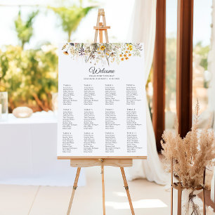 Peach Wildflower Meadow Wedding Seating Chart Foam Board