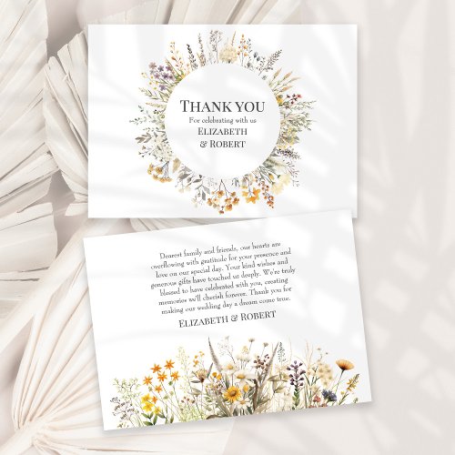 Peach Wildflower Meadow Wedding Thank You Card