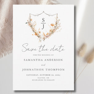 Peach Wildflower Wedding Flat Save The Date Card
