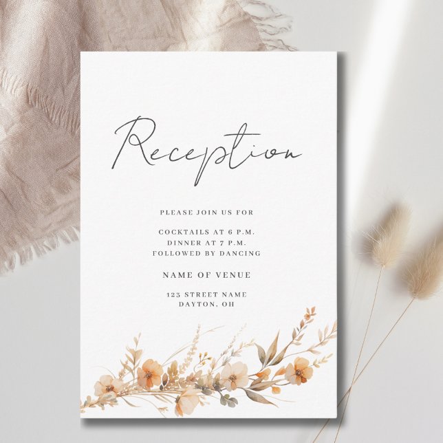 Peach Wildflower Wedding Reception Enclosure Card (Creator Uploaded)