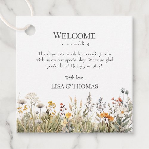 Peach Wildflowers Meadow Wedding Welcome Gift Favor Tags