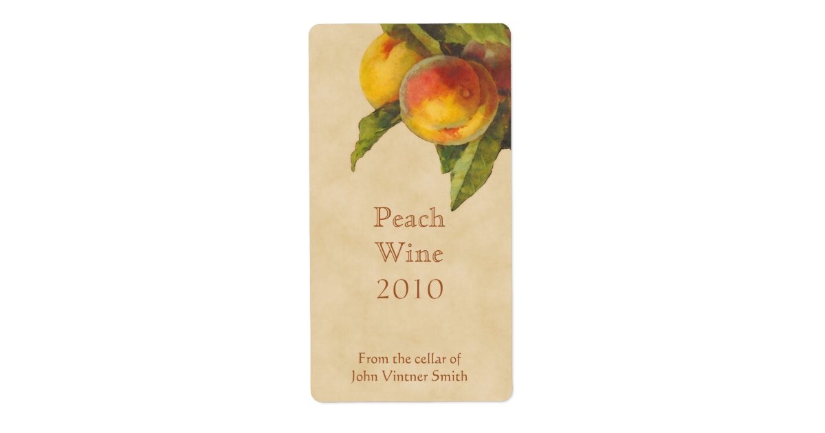 Peach wine bottle label Zazzle