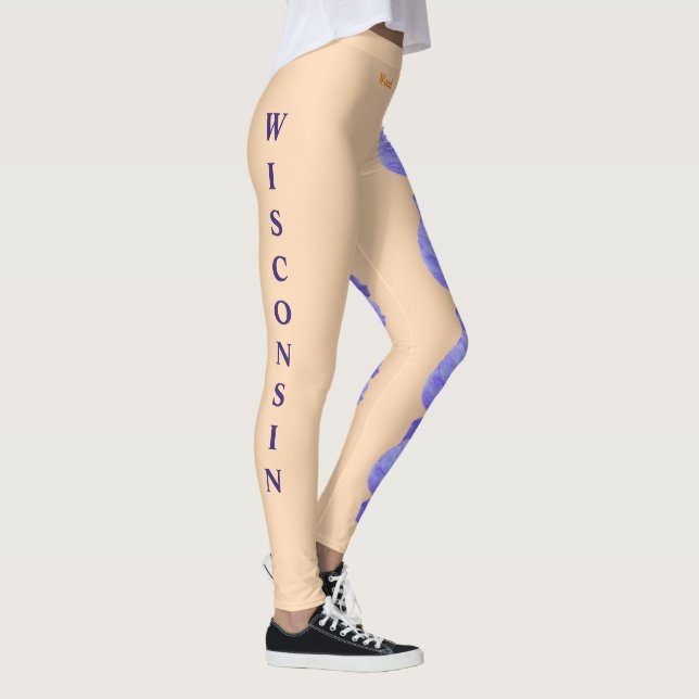 Peach Wisconsin State Flower Wood Violet Leggings (Right)