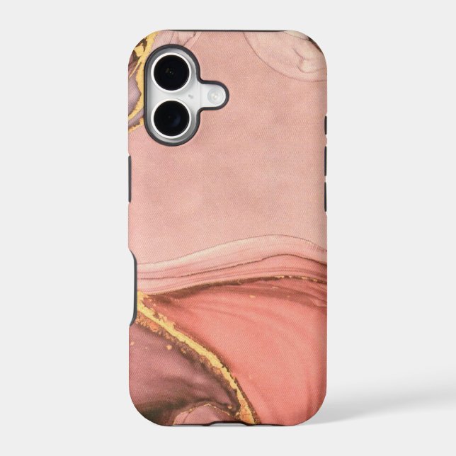 Peach With Gold Geode Iphone Case (Back)