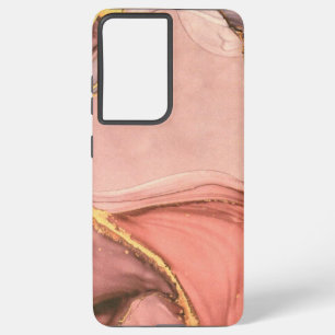 Peach With Gold Geode Samsung Galaxy S21 Ultra Case
