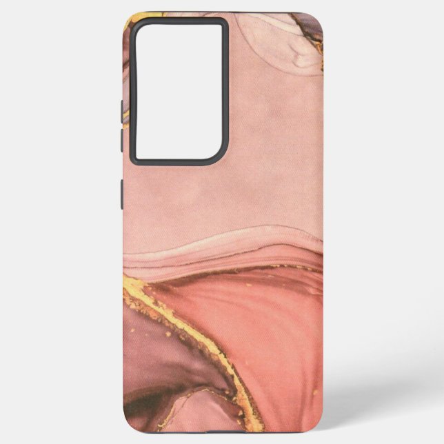 Peach With Gold Geode Samsung Galaxy Case (Back)