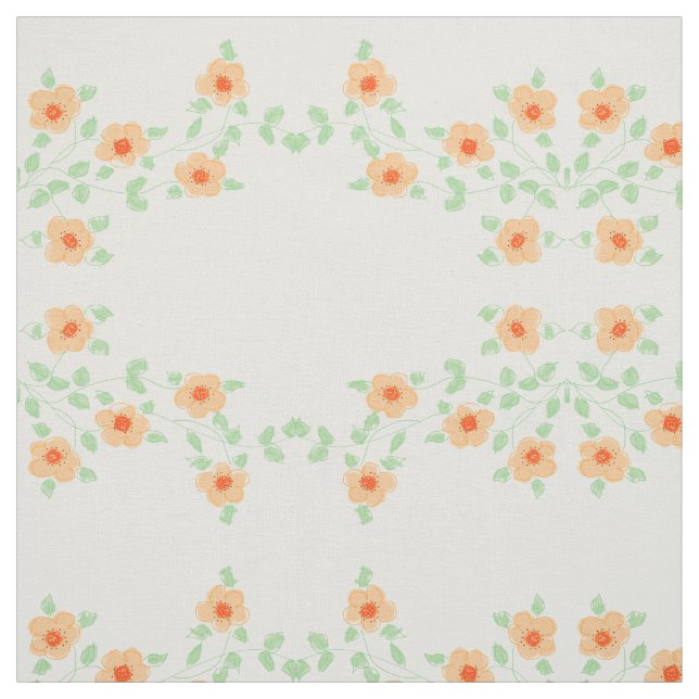 Peach With Rusty Orange Floral Fabric (Swatch)