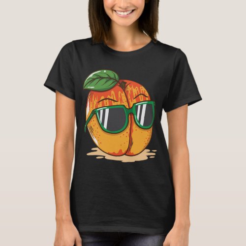 Peach with Sunglasses Fruit T_Shirt