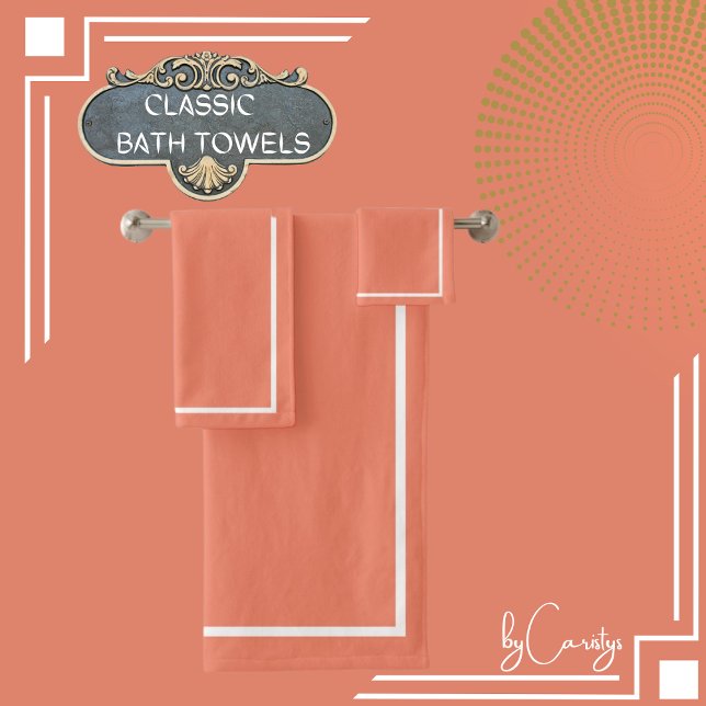Peach with White Border Bath Towel Set (Creator Uploaded)