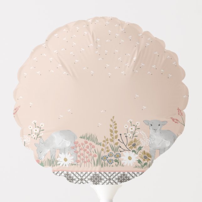 Peach Woodland Lamb Balloon (Front)