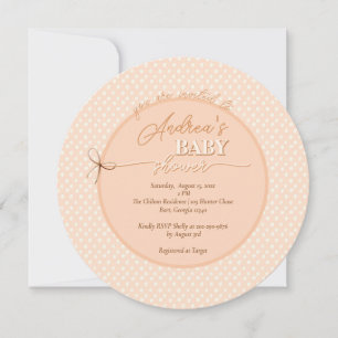 Peach-y Shoe String Baby Shower Invitation
