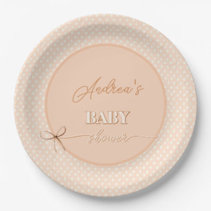 Peach-y Shoe String Baby Shower Paper Plates