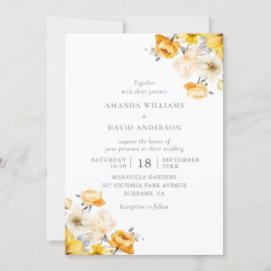 Peach Yellow Cream Floral Wedding Invitation