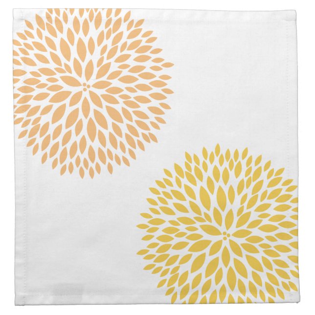 Peach Yellow Flowers Napkin (Front)