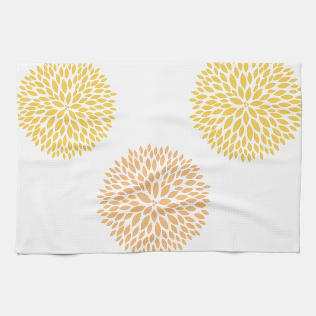 Peach Yellow Flowers Towel (Horizontal)