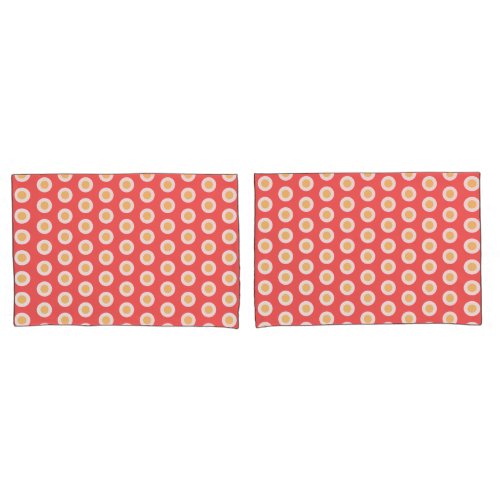 Peach Yellow Geometric White Polka Dots  Pillow Case