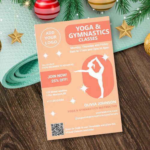 Peach Yoga  Gymnastics instructor studio classes Flyer