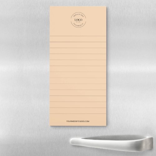 Peach Your Logo and website lined Business  Magnetic Notepad