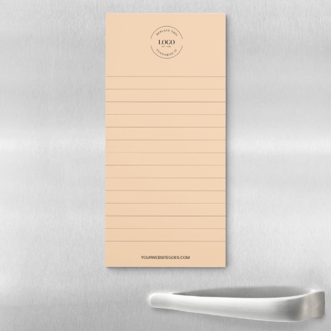 Peach Your Logo and website lined Business  Magnetic Notepad (In Situ)