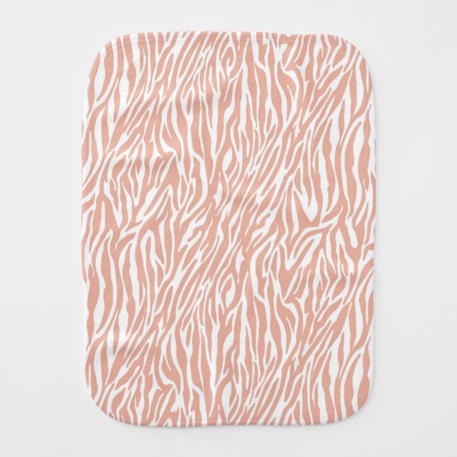 Peach Zebra Print Burp Cloth (Front)