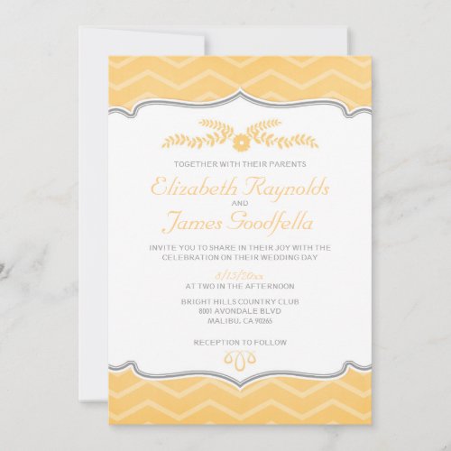 Peach Zigzag Wedding Invitations