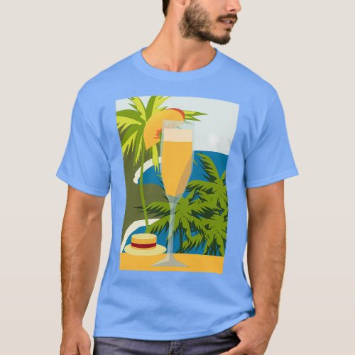 peaches and bellini cocktail on tropical backgroun T_Shirt