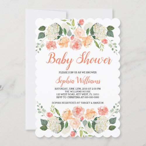 Peaches And Cream Baby Shower Girl Invitation