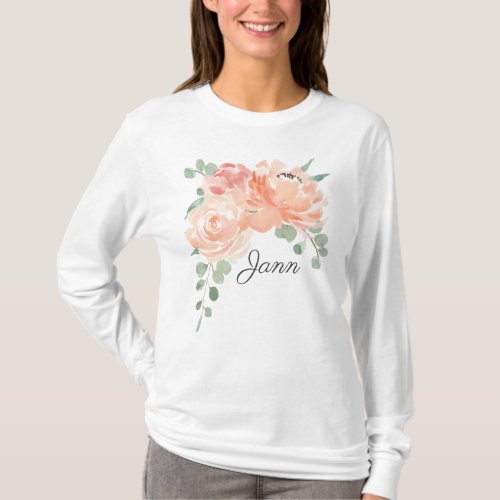 Peaches and Cream Bouquet with Any Name T_Shirt