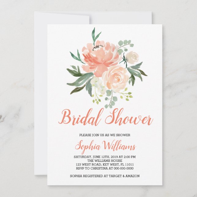 Peaches And Cream Bridal Shower Invitation (Front)