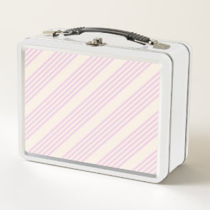 Peaches and cream five stripes pattern metal lunch box